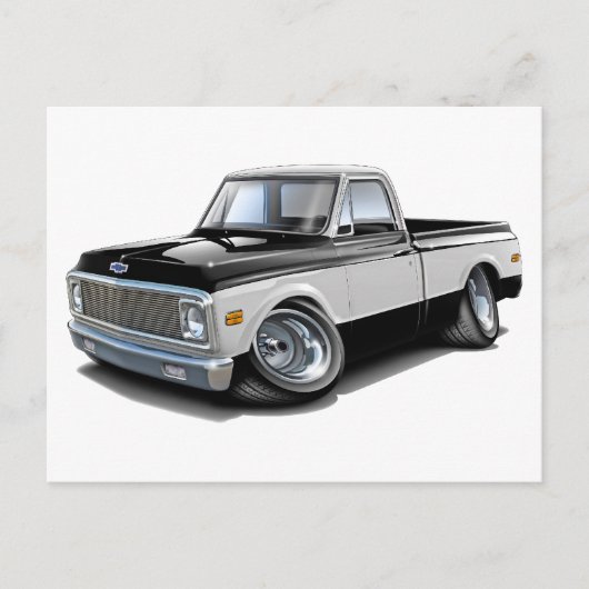 1970-72 Chevy C10 Black-White Truck Briefkaart (Voorkant)