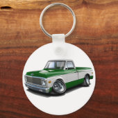 1970-72 Chevy C10 Green-White Truck Sleutelhanger (Voorkant)