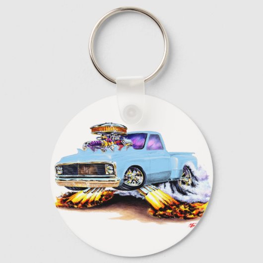 1970-72 Chevy C10 Light Blue Truck Sleutelhanger (Voorkant)