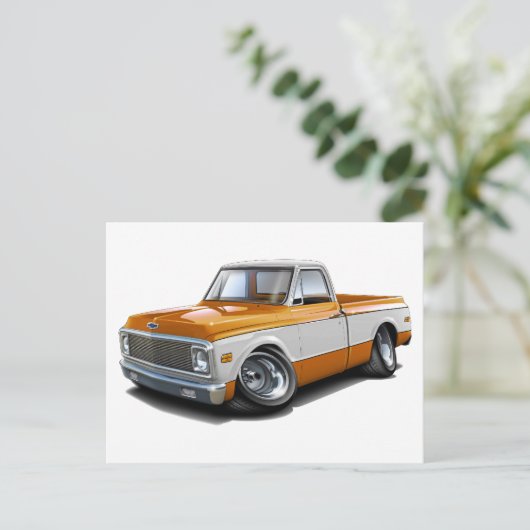 1970-72 Chevy C10 Oranje-White Truck Briefkaart (Staand voorkant)