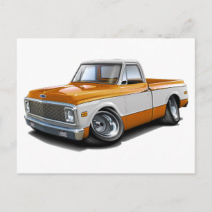 1970-72 Chevy C10 Oranje-White Truck Briefkaart