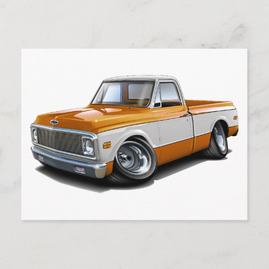 1970-72 Chevy C10 Oranje-White Truck Briefkaart (Voorkant)