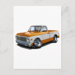 1970-72 Chevy C10 Oranje-White Truck Briefkaart