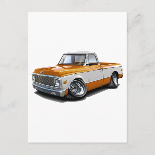 1970-72 Chevy C10 Oranje-White Truck Briefkaart (Voorkant)