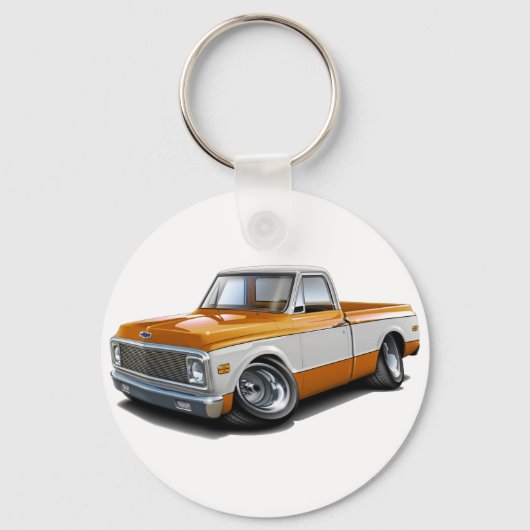 1970-72 Chevy C10 Oranje-White Truck Sleutelhanger (Voorkant)