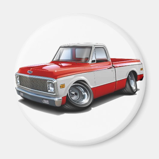1970-72 Chevy C10 Red-White Truck Magneet (Voorkant)