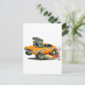 1970-72 Dodge Challenger Oranje Auto Briefkaart (Staand voorkant)