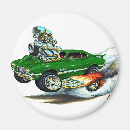 1970-72 Olds Cutlass 442 Green Car Magneet (Voorkant)