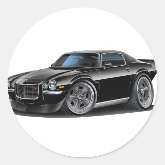 1970-73 Camaro Black Car Ronde Sticker (Voorkant)