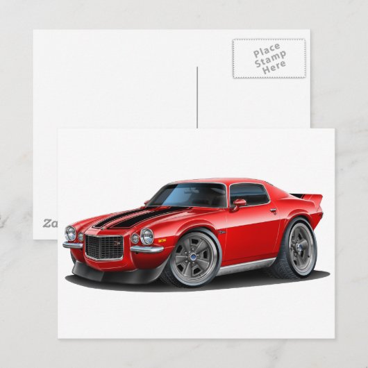 1970-73 Camaro Red/Blk Briefkaart (Voorkant / Achterkant)
