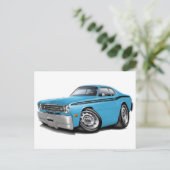 1970-74 Duster Lt Blue-Black Car Briefkaart (Staand voorkant)