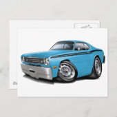 1970-74 Duster Lt Blue-Black Car Briefkaart (Voorkant / Achterkant)