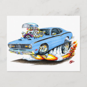 1970-74 Plymouth Duster Lt Blue Car Briefkaart