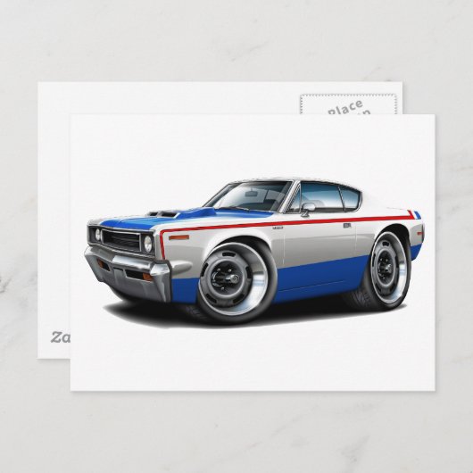 1970 AMC Rebelmachine Rood-Wit-Blauw auto Briefkaart (Voorkant / Achterkant)