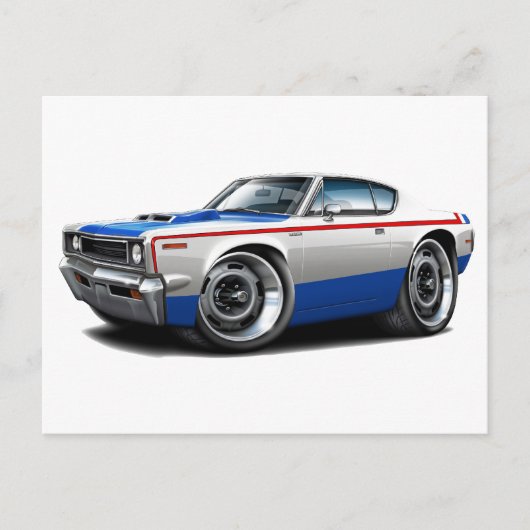 1970 AMC Rebelmachine Rood-Wit-Blauw auto Briefkaart (Voorkant)