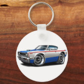 1970 AMC Rebelmachine Rood-Wit-Blauw auto Sleutelhanger (Voorkant)