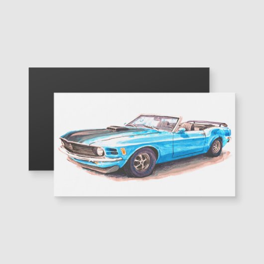 1970 Blauwe Mustang Magnet (Voorkant / Achterkant)