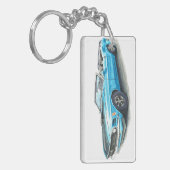 1970 Blauwe Mustang Sleutelhanger (Voorkant Links)