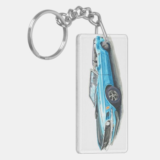 1970 Blauwe Mustang Sleutelhanger (Voorkant Links)