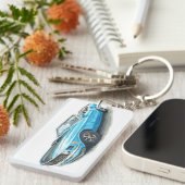 1970 Blauwe Mustang Sleutelhanger (Voorkant Rechts)