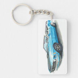 1970 Blauwe Mustang Sleutelhanger