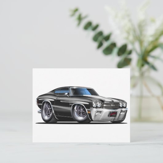 1970 Chevelle Black-White-auto Briefkaart (Staand voorkant)