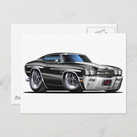 1970 Chevelle Black-White-auto Briefkaart (Voorkant / Achterkant)