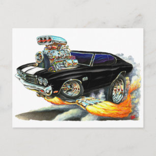 1970 Chevelle Black-White-auto Briefkaart