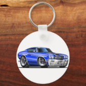 1970 Chevelle Blue-Black Car Sleutelhanger (Voorkant)