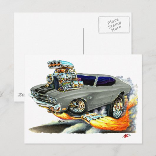 1970 Chevelle Grey-Black Car Briefkaart (Voorkant / Achterkant)