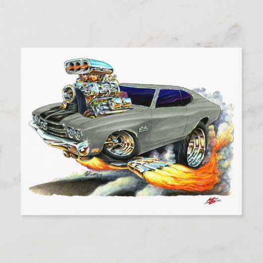 1970 Chevelle Grey-Black Car Briefkaart (Voorkant)