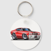 1970 Chevelle Red-Black Car Sleutelhanger (Voorkant)