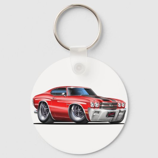 1970 Chevelle Red-Black Car Sleutelhanger (Voorkant)