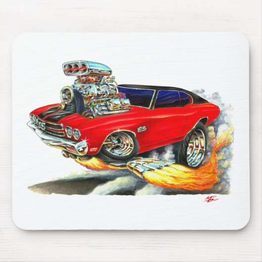 1970 Chevelle Red-Black Top Car Muismat (Voorkant)
