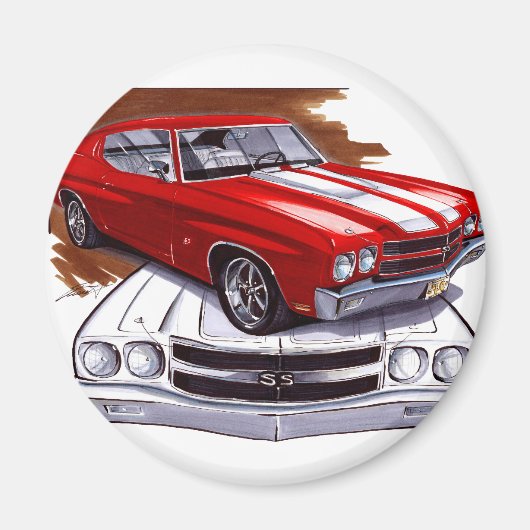 1970 Chevelle Rood-Witte auto Magneet (Voorkant)