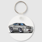1970 Chevelle Silver-Black Car Sleutelhanger (Voorkant)