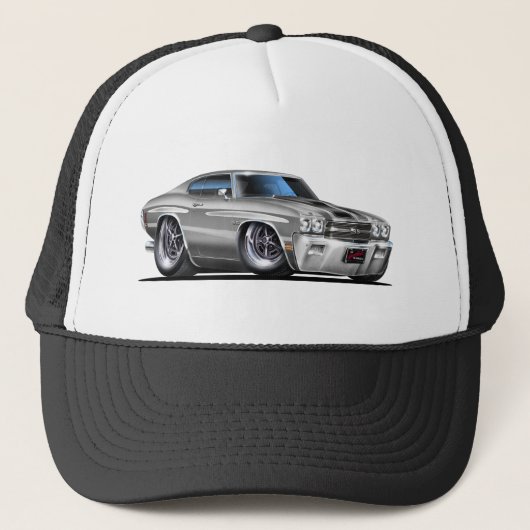 1970 Chevelle Silver-Black Car Trucker Pet (Voorkant)