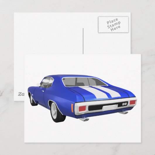 1970 Chevelle SS: Blauwe afwerking: Briefkaart (Voorkant / Achterkant)