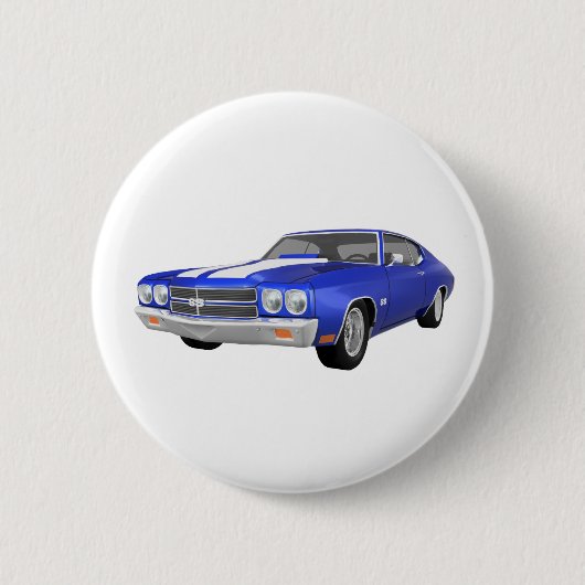 1970 Chevelle SS: Blauwe afwerking: Ronde Button 5,7 Cm (Voorkant)