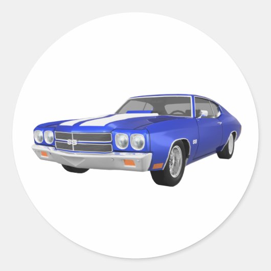 1970 Chevelle SS: Blauwe afwerking: Ronde Sticker (Voorkant)