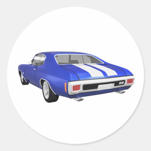 1970 Chevelle SS: Blue Finish: Ronde Sticker (Voorkant)