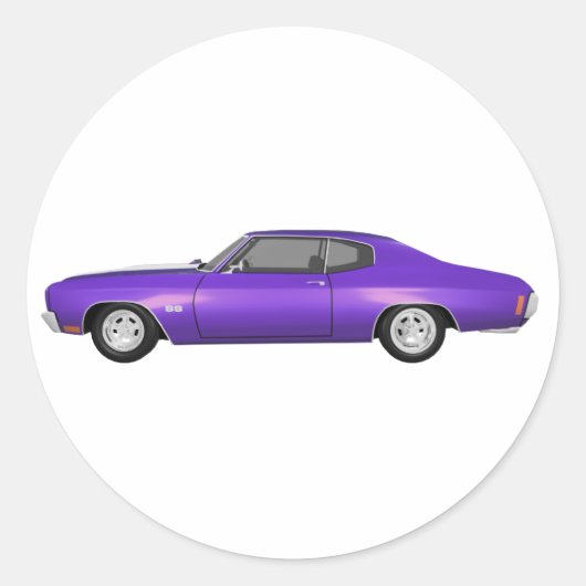 1970 Chevelle SS: Paarse finish: Ronde Sticker (Voorkant)