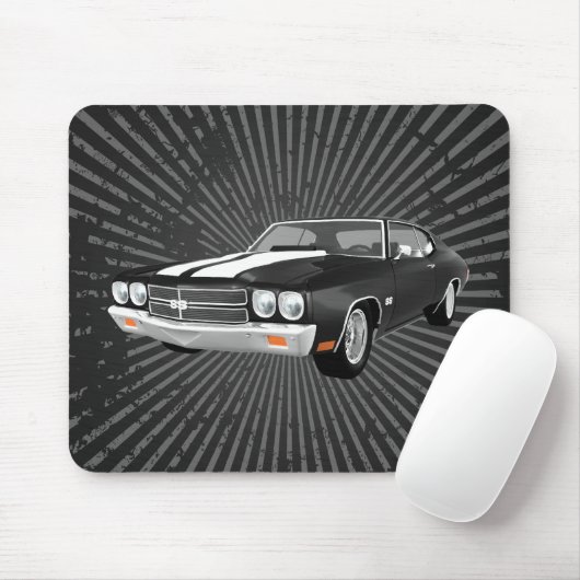 1970 Chevelle SS: Zwarte afwerking: Mousepad Muismat (Met muis)