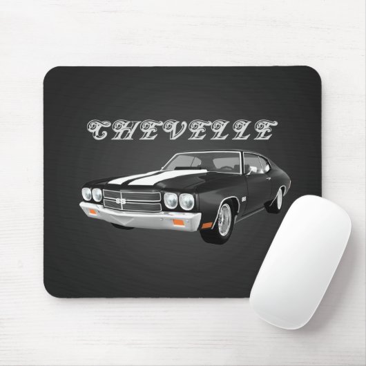 1970 Chevelle SS: zwarte finish: Mousepad Muismat (Met muis)