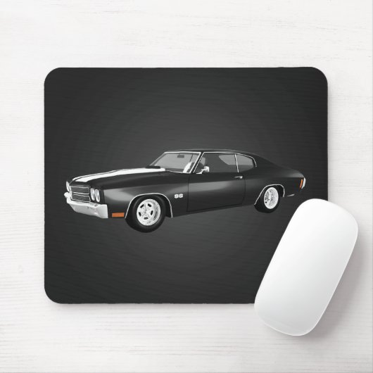 1970 Chevelle SS: zwarte finish: Mousepad Muismat (Met muis)