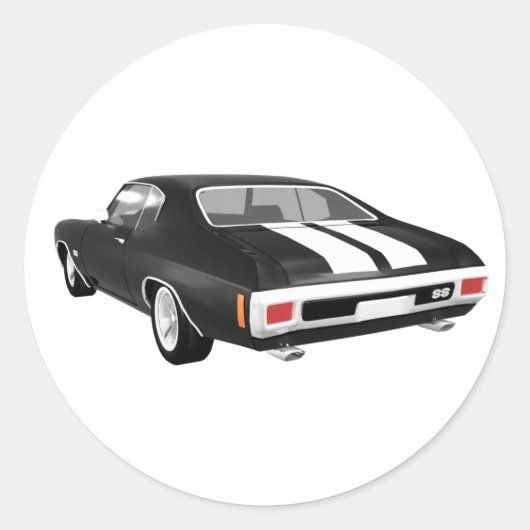 1970 Chevelle SS: zwarte finish: Ronde Sticker (Voorkant)