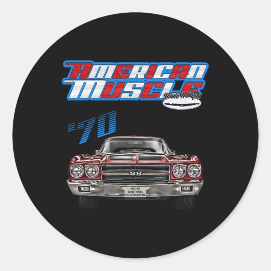 1970 Chevellemuscle Carss454SS427SS396Hotroddrag R Ronde Sticker (Voorkant)
