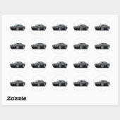 1970 Coronet RT Zwart-witte auto Ronde Sticker (Vel)