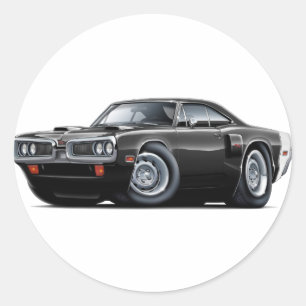 1970 Coronet RT zwart-witte auto Ronde Sticker