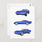 1970 Corvette: Blauwe afwerking: Briefkaart (Voorkant / Achterkant)